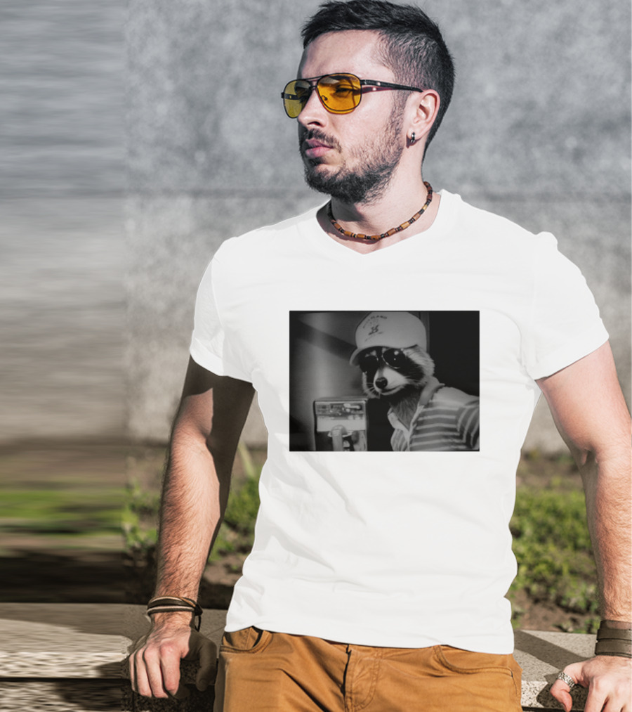 Rascal Plauche Raccoon With Hat And Sunglasses T-Shirt