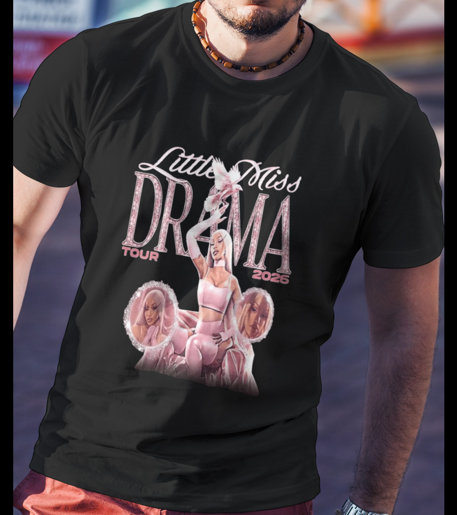 Little Miss Drama Tour 2026 Cardi B Pink Outfit Trio T-Shirt