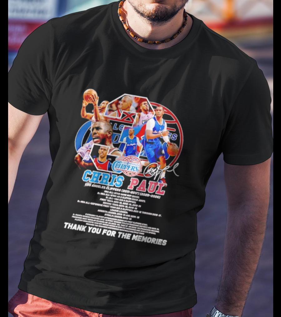 Chris Paul Los Angeles Clippers Memories Highlights And Signature Thank You T-Shirt
