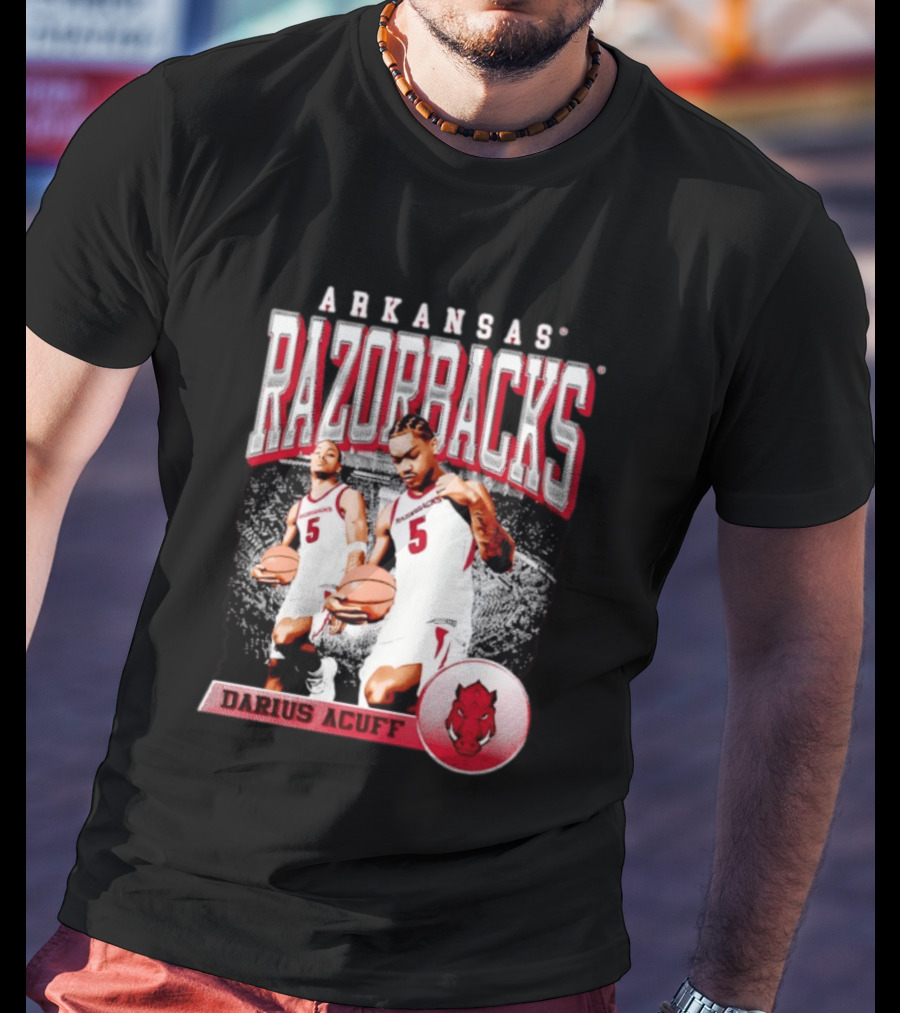 Arkansas Razorbacks Basketball Darius Acuff 5 T-Shirt