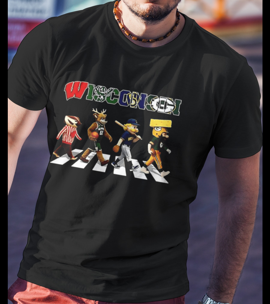 Wisconsin Badgers Bucks Brewers Packers Abbey Road T-Shirt