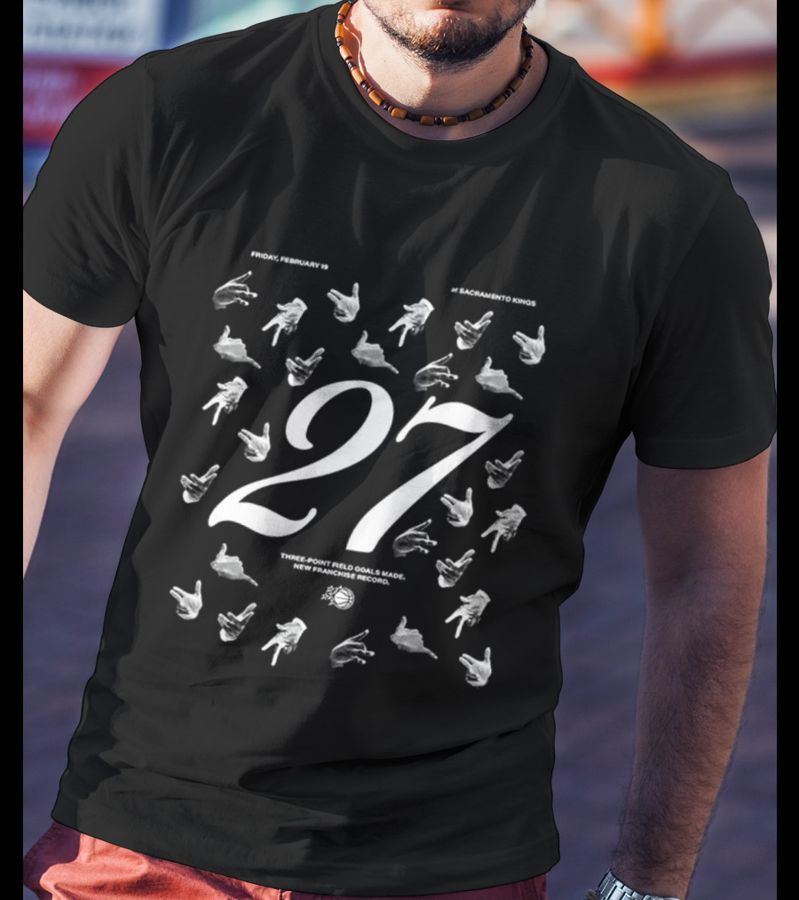 Orlando Magic Historic 27 Three Point Field Goals Made Celebration T-Shirt