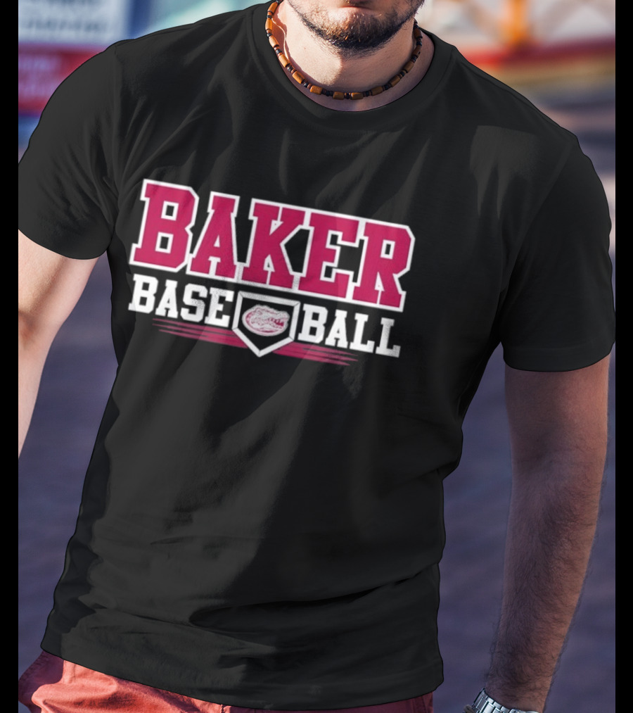 Baker Baseball Gators Home Plate Sports Team T-Shirt