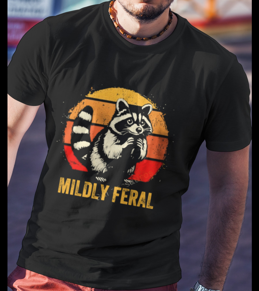 Raccoon Mildly Feral Vintage Sunset T-Shirt