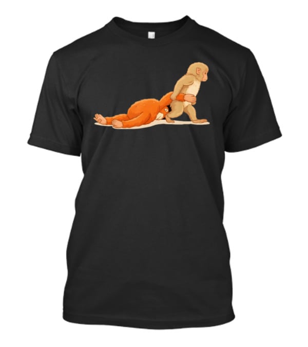 Baby Monkey Punch Hilarious Cartoon Primate Scene T-Shirt