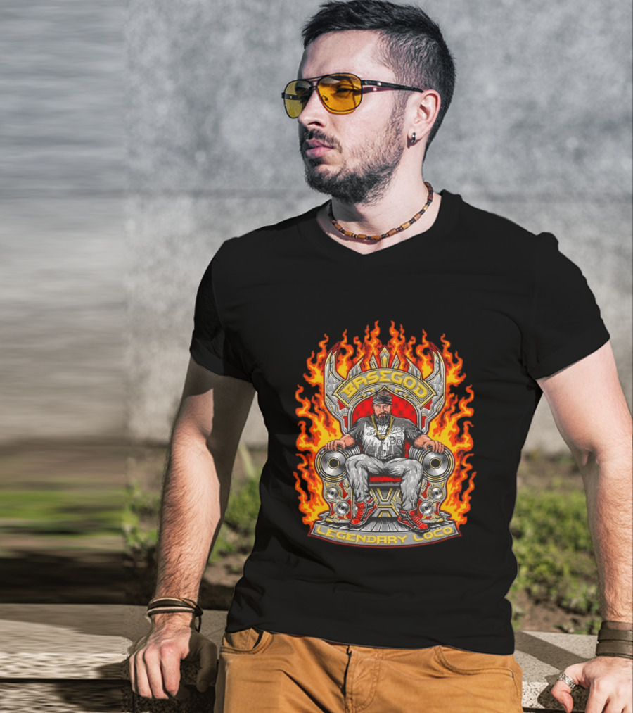 Basegod Legendary Loco Throne Flames Urban Fashion T-Shirt