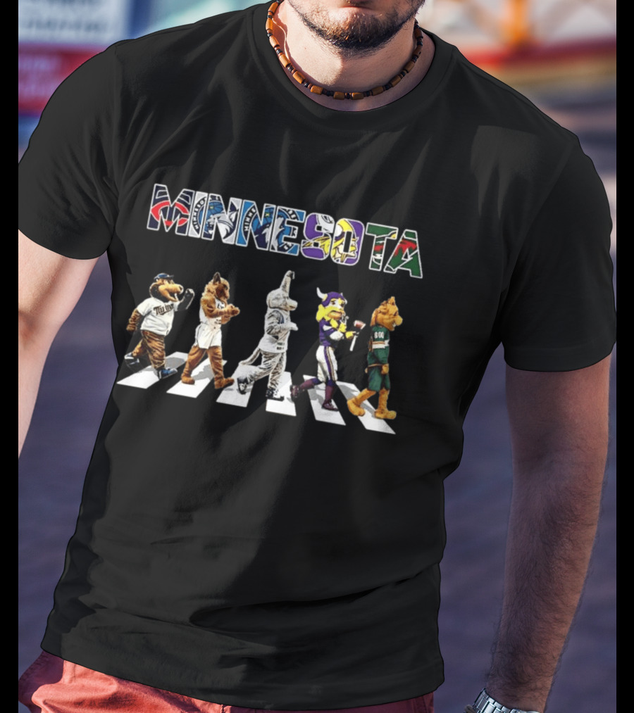 Minnesota Twins Timberwolves Wild Vikings Golden Gophers Mascot Abbey Road T-Shirt