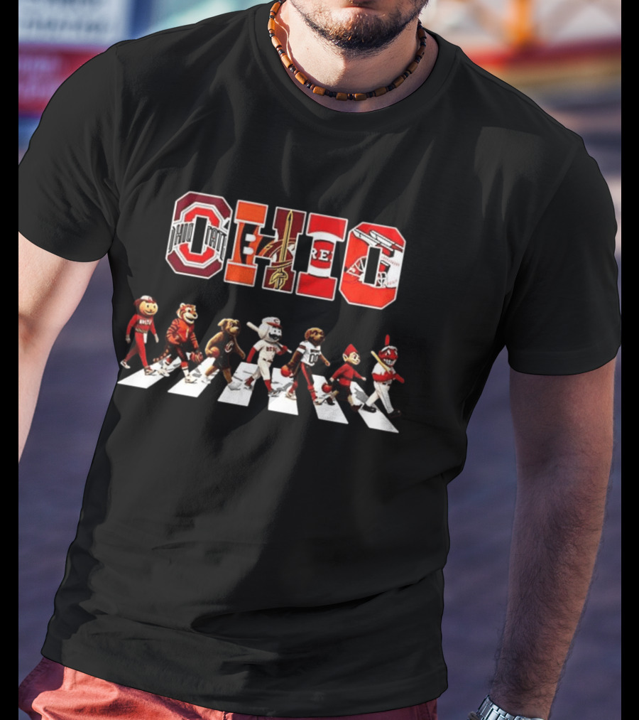 Ohio State Buckeyes Cavaliers Reds Sports Mascots Abbey Road T-Shirt