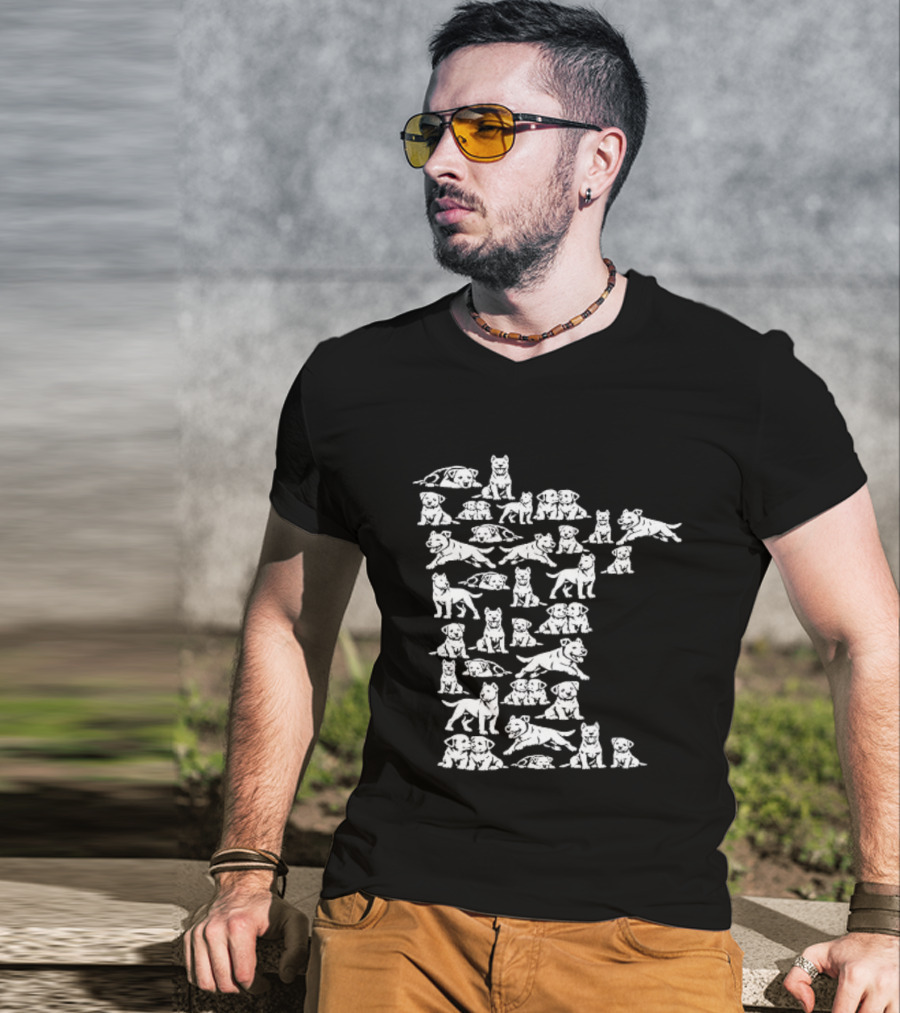 Pit Bull Terrier Silhouettes Minnesota Map T-Shirt