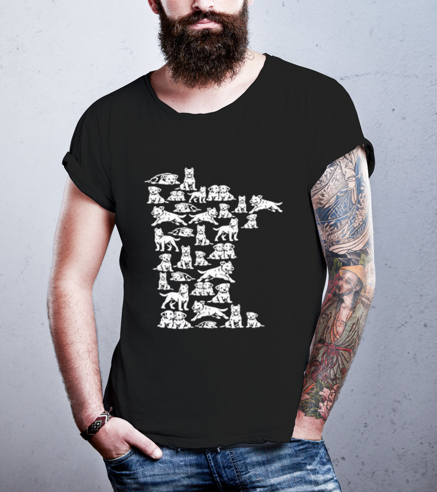 Pit Bull Terrier Silhouettes Minnesota Map T-Shirt
