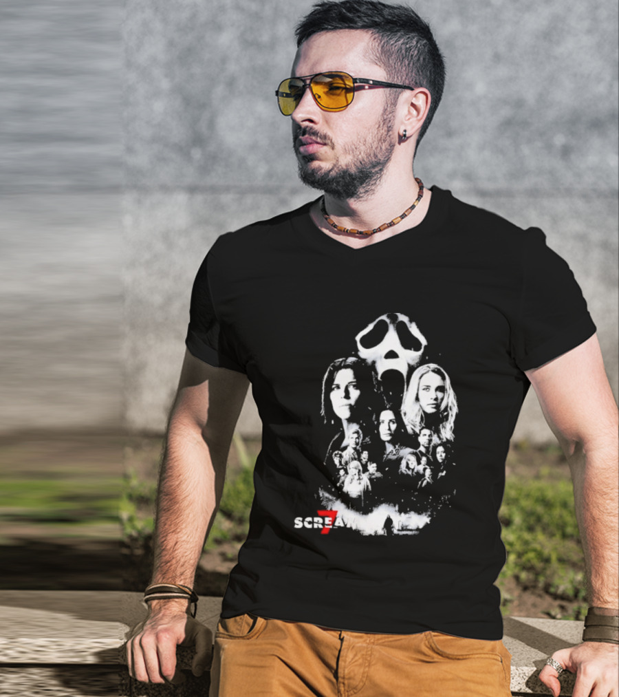 Scream 7 30th Anniversary Kill Tour 2026 Ghostface Mask Collage T-Shirt