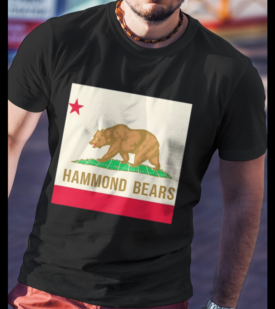 Hammond Bears California Flag Red Star Bear Image T-Shirt