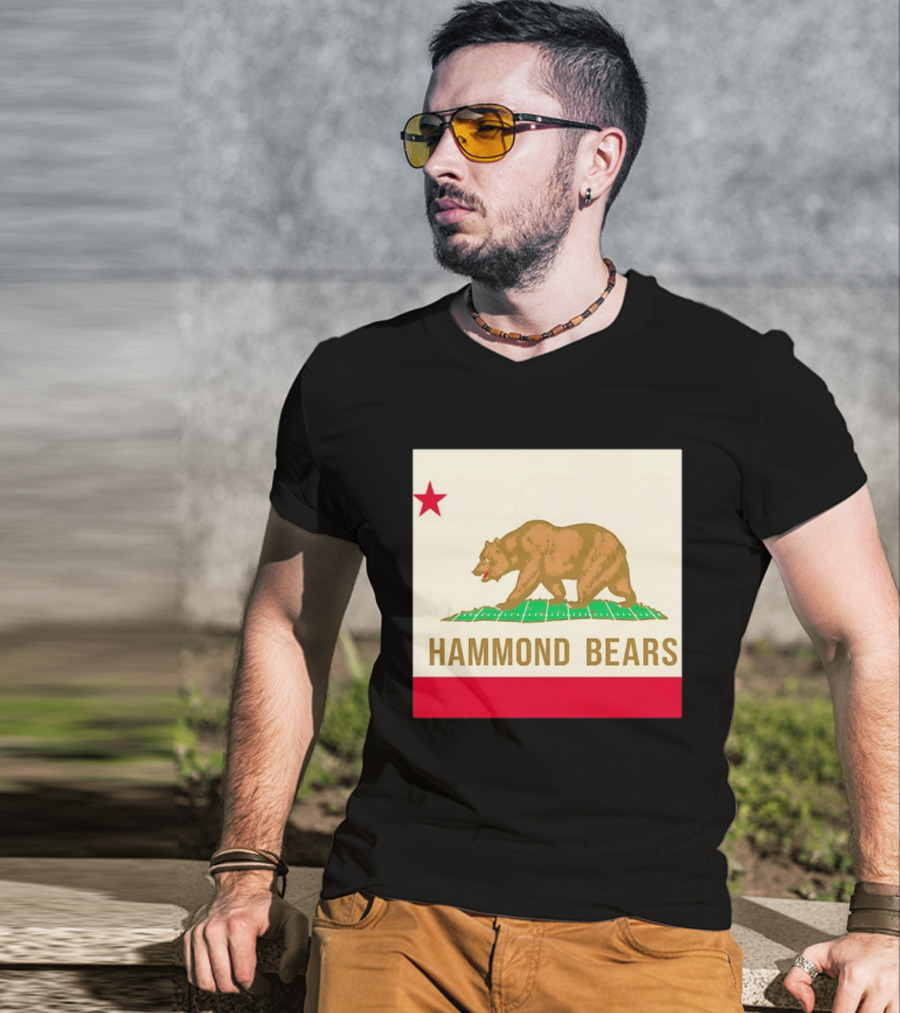 Hammond Bears California Flag Red Star Bear Image T-Shirt