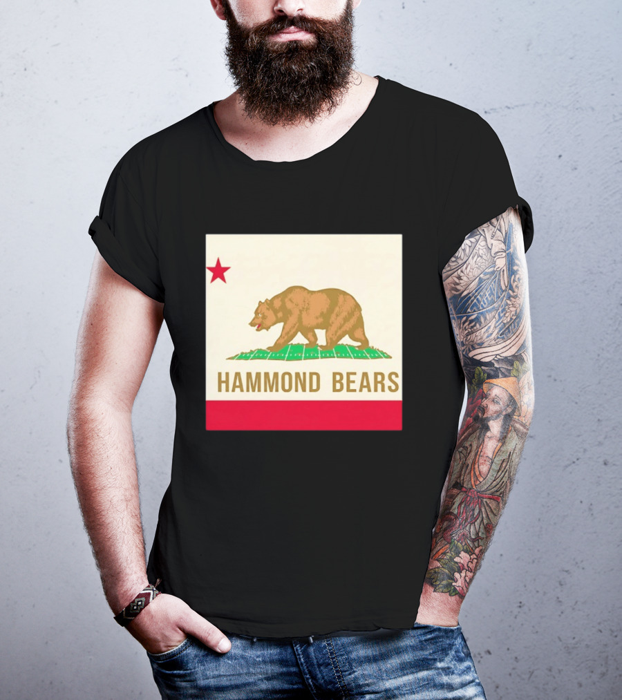 Hammond Bears California Flag Red Star Bear Image T-Shirt