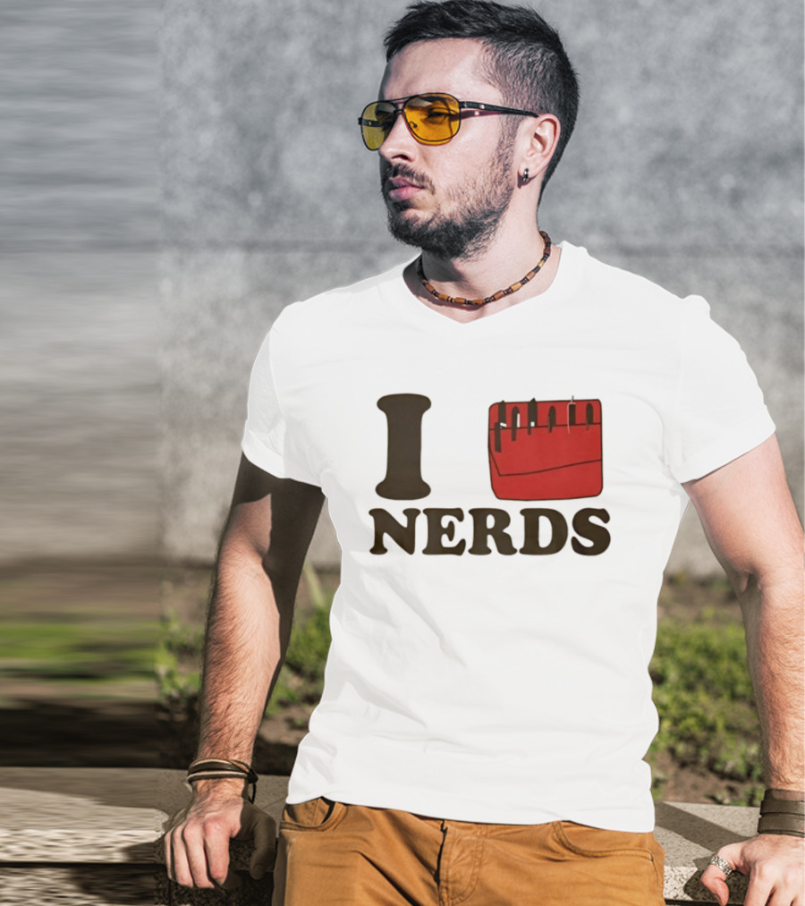 I Heart Red Pocket Nerds Cat Valentine T-Shirt