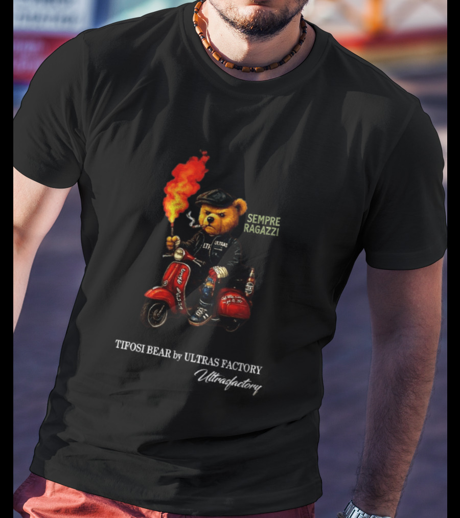 Tifosi Bear Vespa Scooter Ultras Factory Fan With Flare T-Shirt