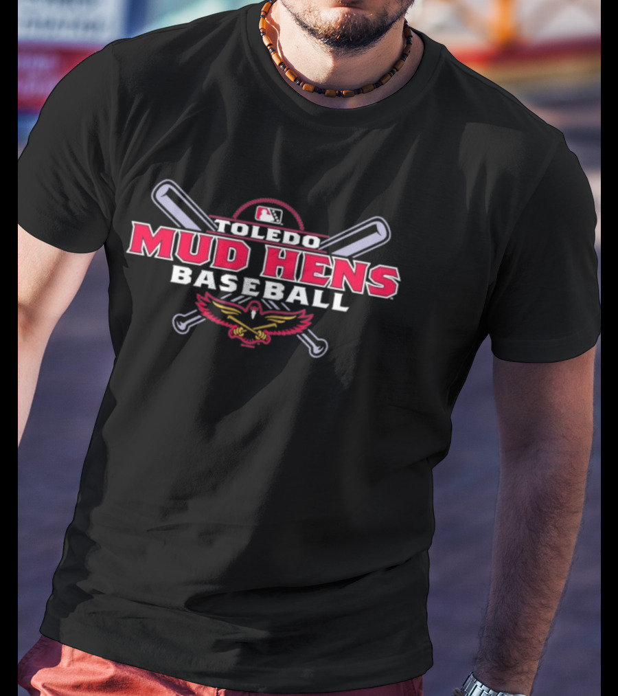 Toledo Mud Hens Baseball MLB Crossed Bats With Eagle T-Shirt