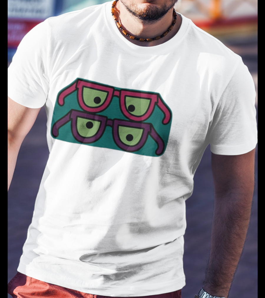 Wacky Eyewear Double Layered Fun Retro Glasses T-Shirt