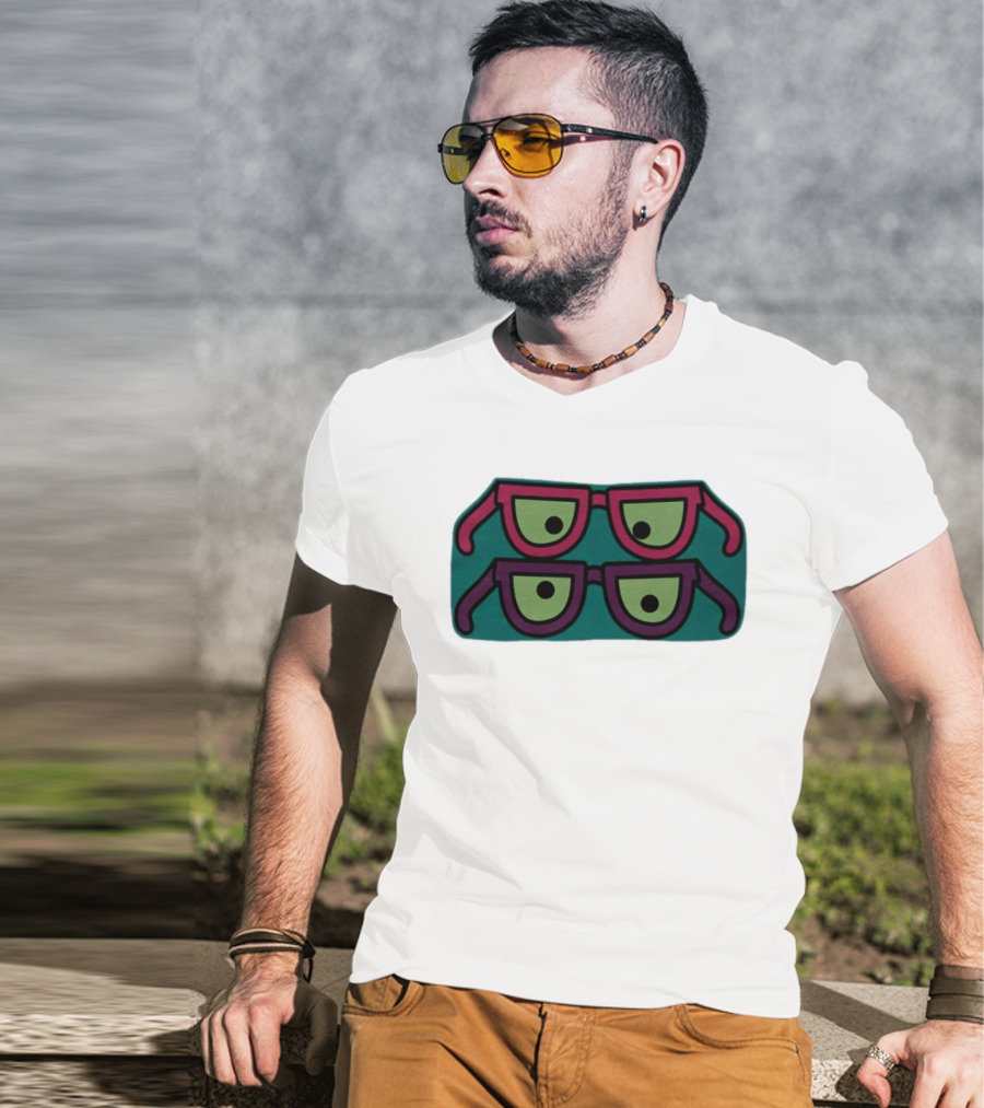 Wacky Eyewear Double Layered Fun Retro Glasses T-Shirt
