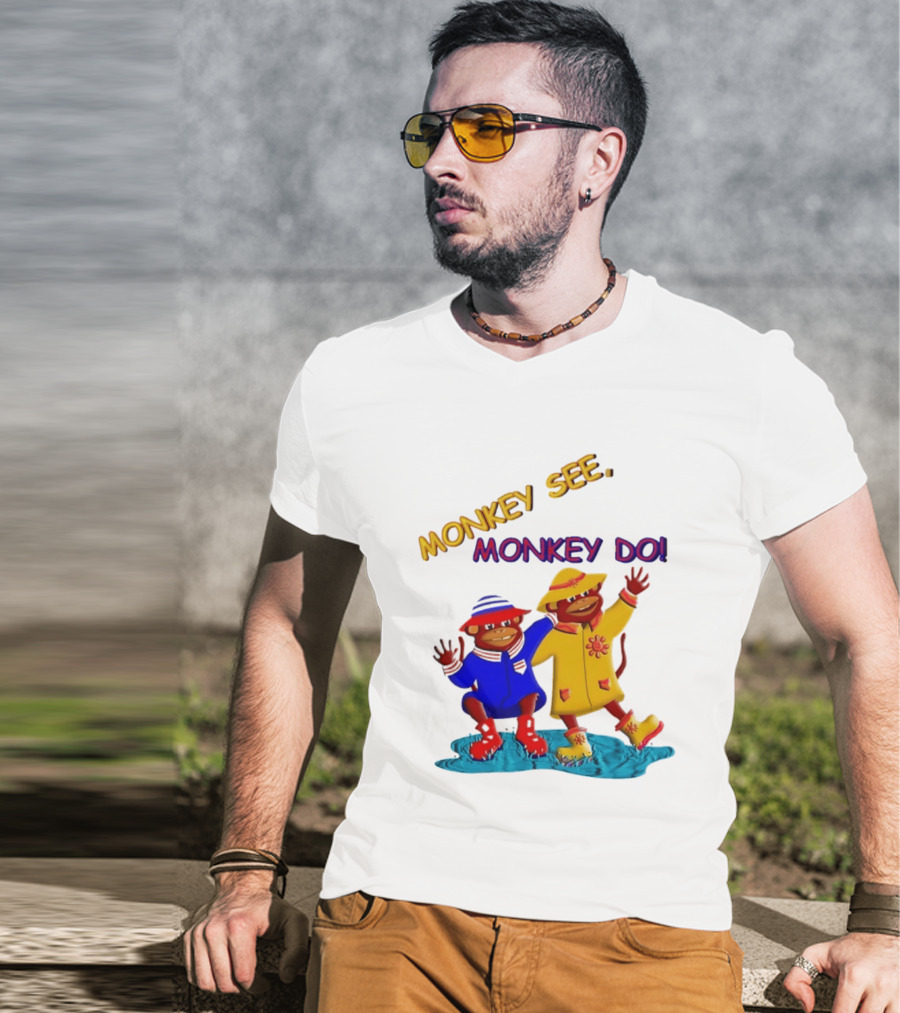 Monkey See Monkey Do Raincoat Monkeys Fun Kids Wear T-Shirt