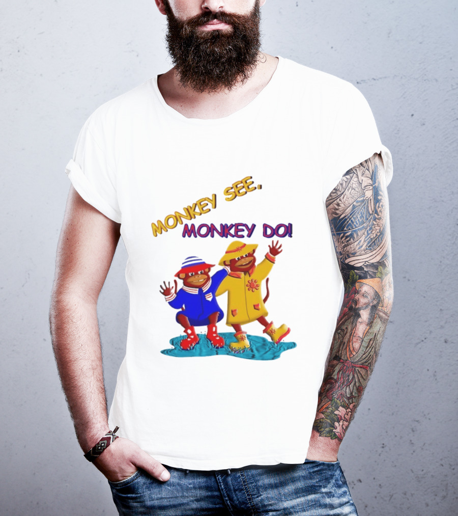 Monkey See Monkey Do Raincoat Monkeys Fun Kids Wear T-Shirt