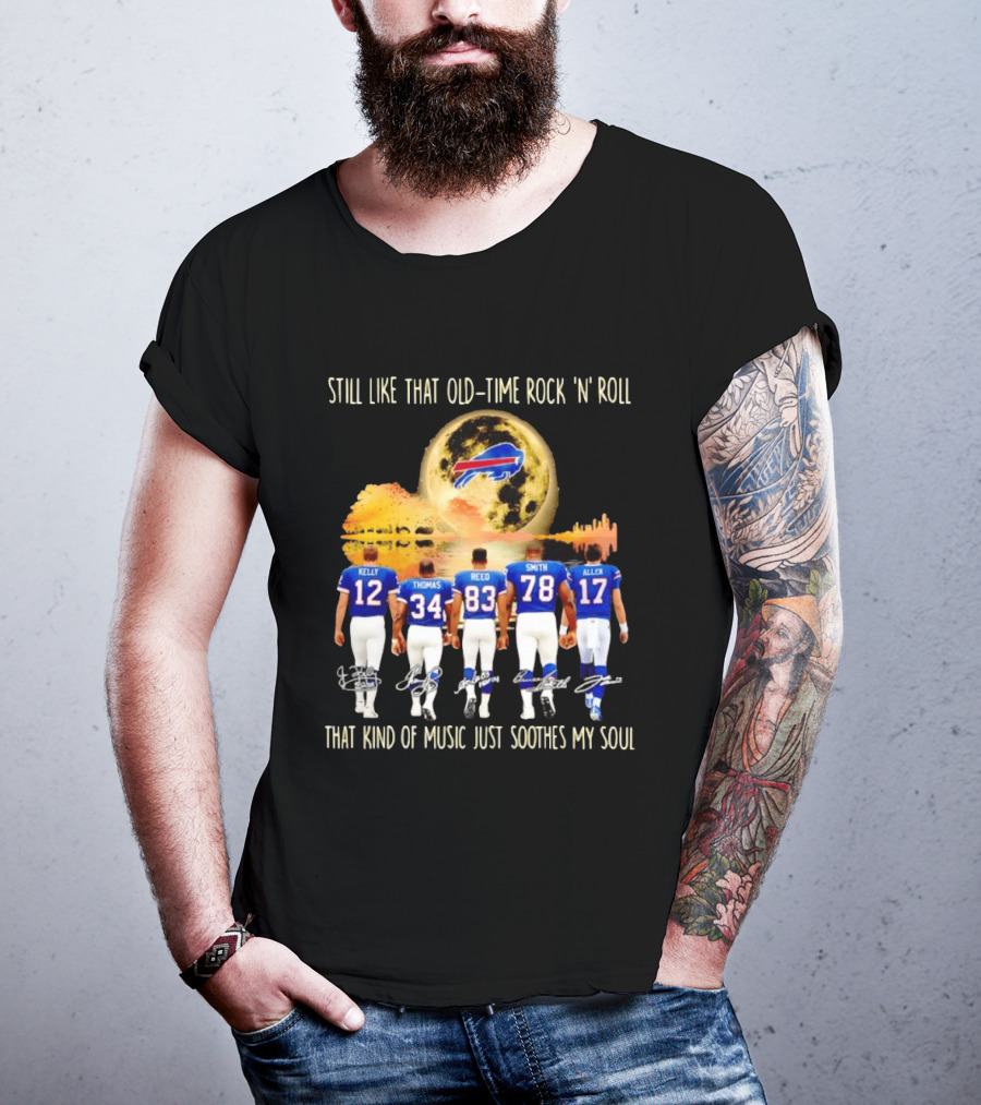 Buffalo Bills Players Old Time Rock 'n' Roll Soothes My Soul T-Shirt