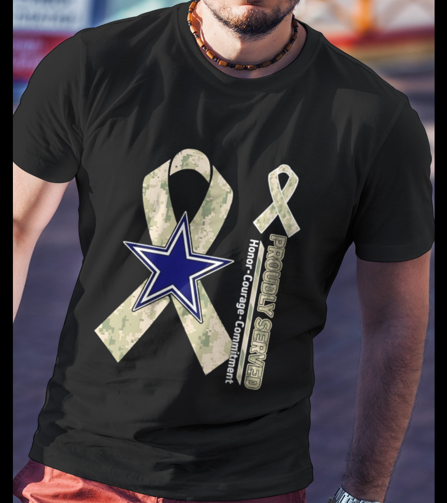 Dallas Cowboys Camouflage Ribbon Honor Courage Commitment T-Shirt