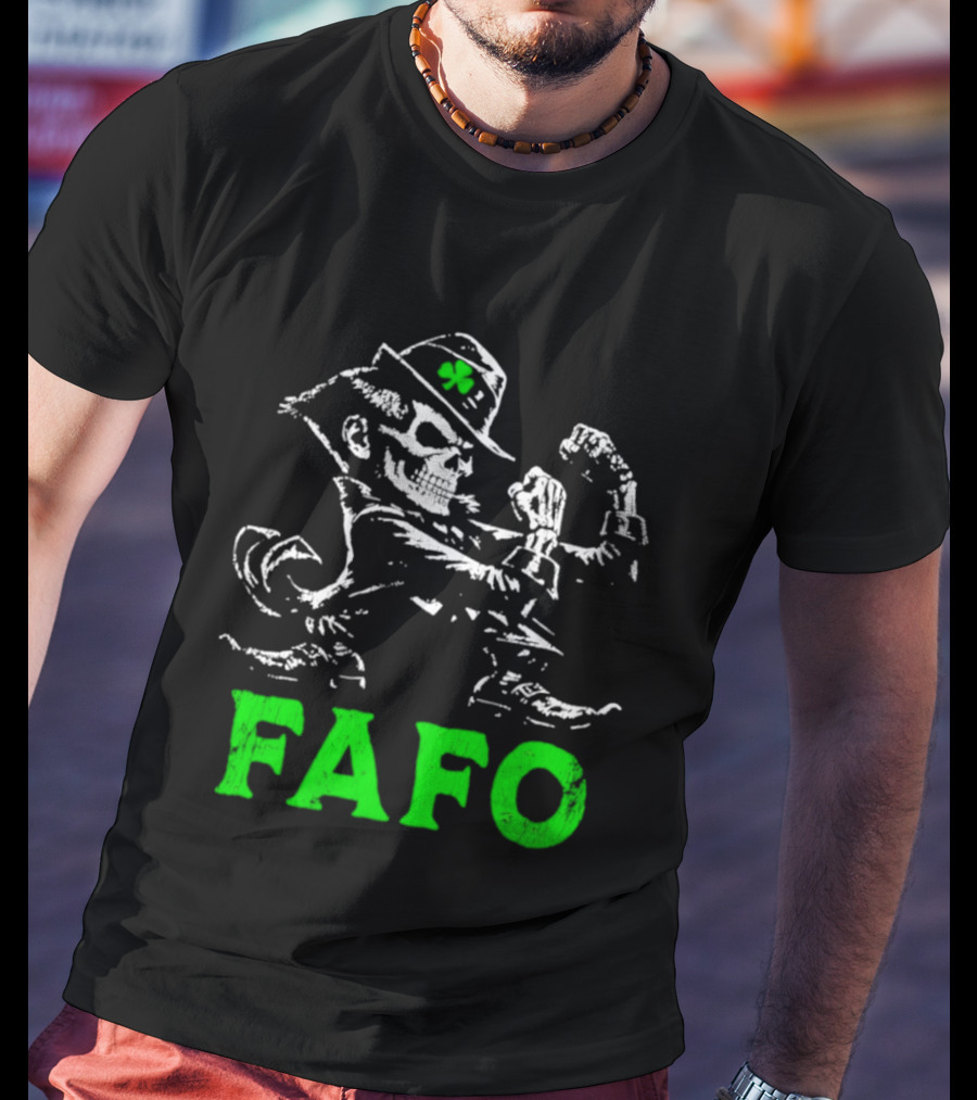 FAFO Skeleton Leprechaun Flexing St Patrick's Day T-Shirt
