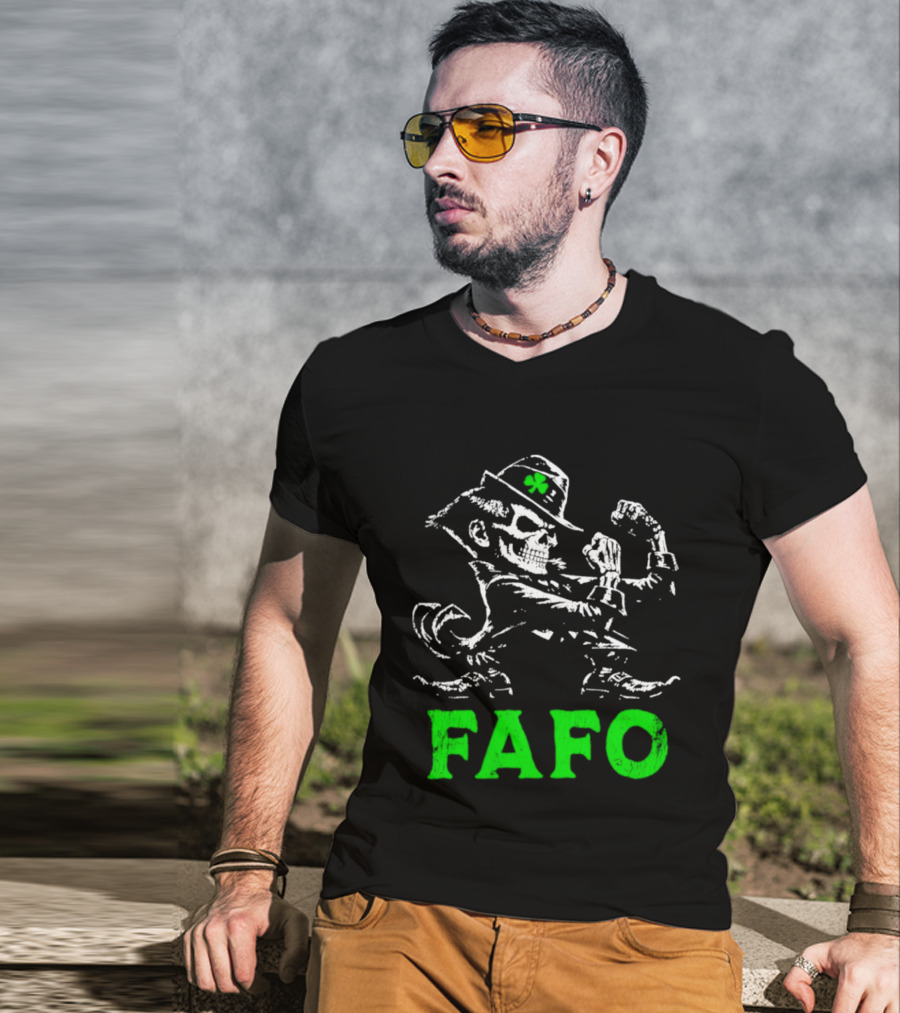 FAFO Skeleton Leprechaun Flexing St Patrick's Day T-Shirt