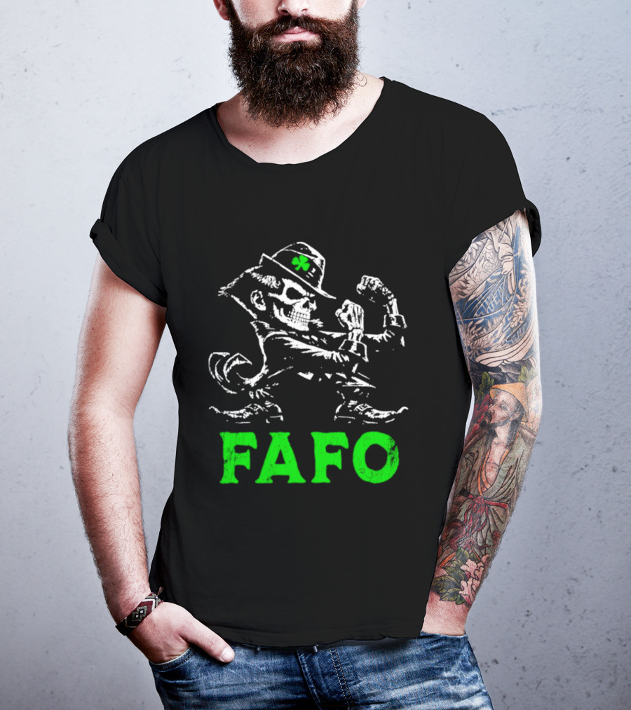 FAFO Skeleton Leprechaun Flexing St Patrick's Day T-Shirt