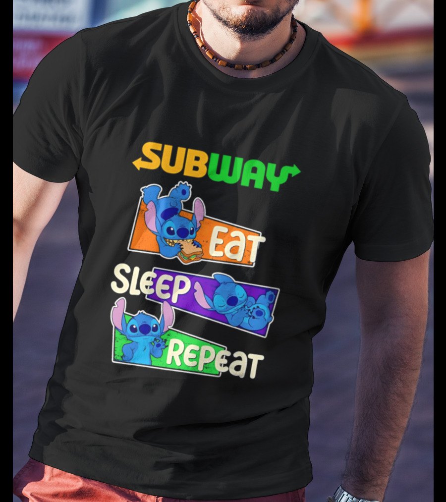 Subway X Stitch Eat Sleep Repeat T-Shirt