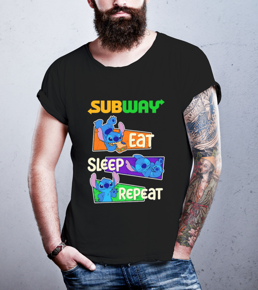 Subway X Stitch Eat Sleep Repeat T-Shirt