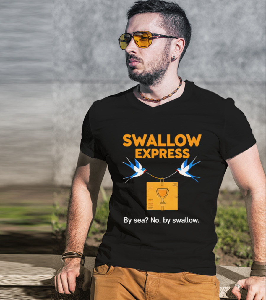 Swallow Express By Sea No By Swallow Classic Birds Carrying Orange Box T-Shirt