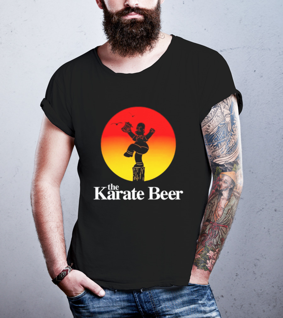 The Karate Beer Sunset Crane Pose Beer T-Shirt