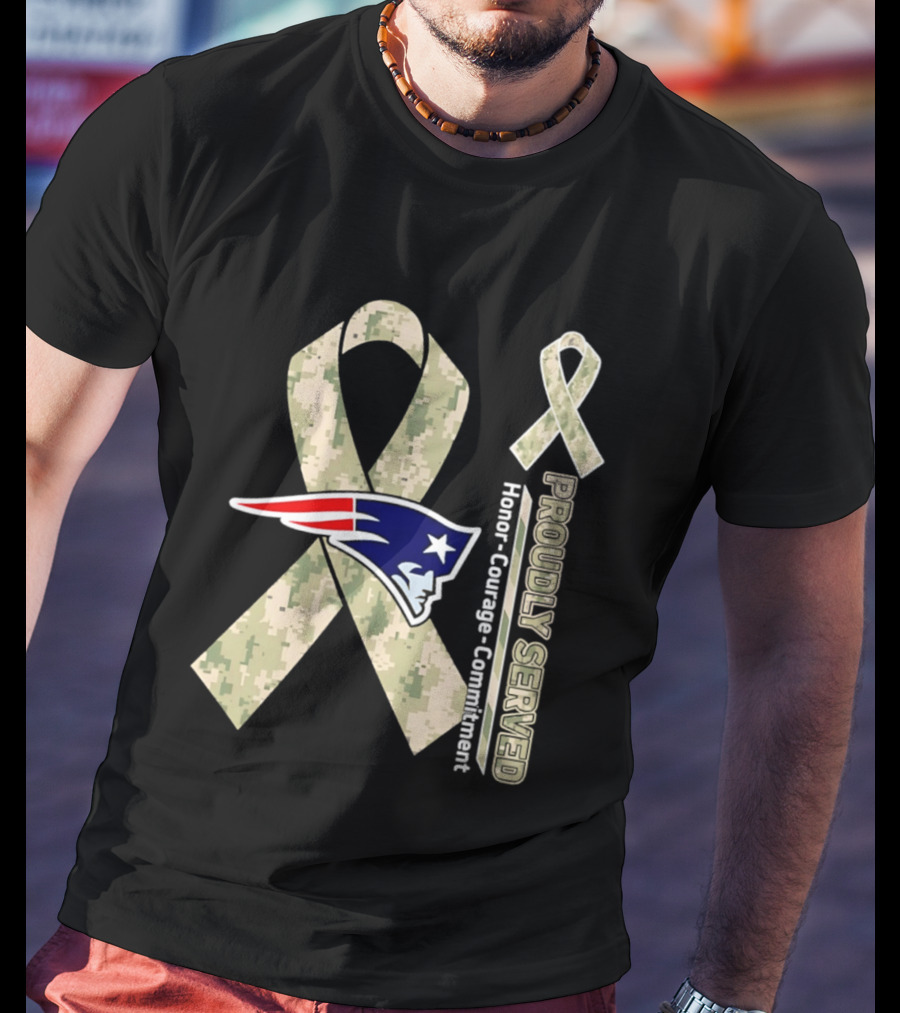 New England Patriots Camouflage Ribbon Honor Courage Commitment T-Shirt