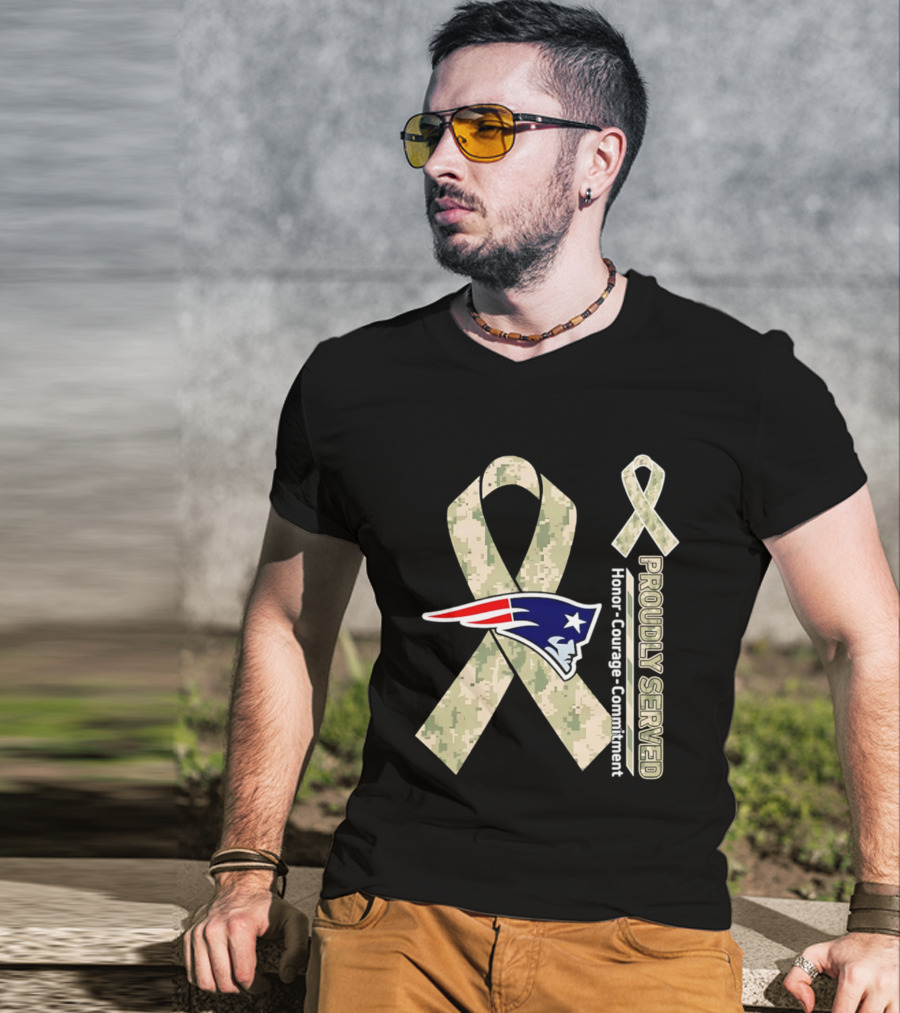 New England Patriots Camouflage Ribbon Honor Courage Commitment T-Shirt