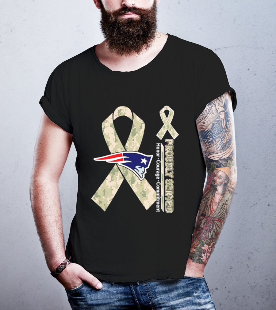 New England Patriots Camouflage Ribbon Honor Courage Commitment T-Shirt