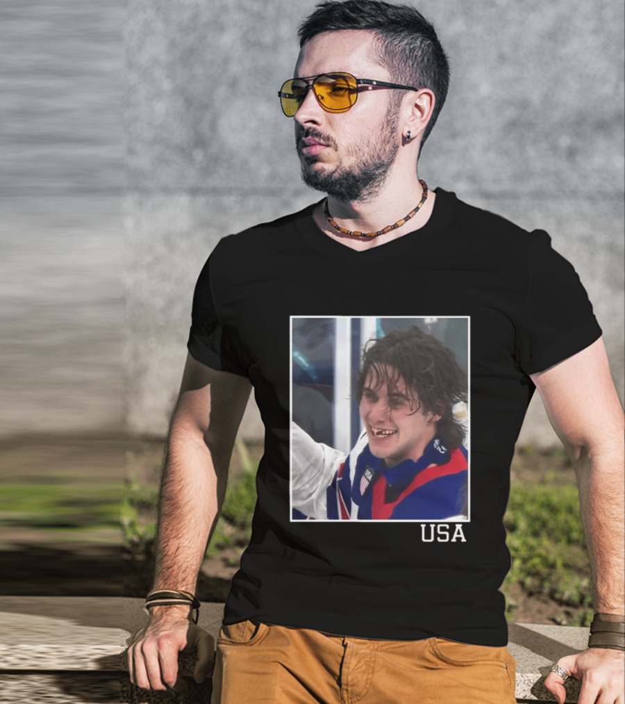 Jack Hughes USA Hockey Toothless Smile T-Shirt