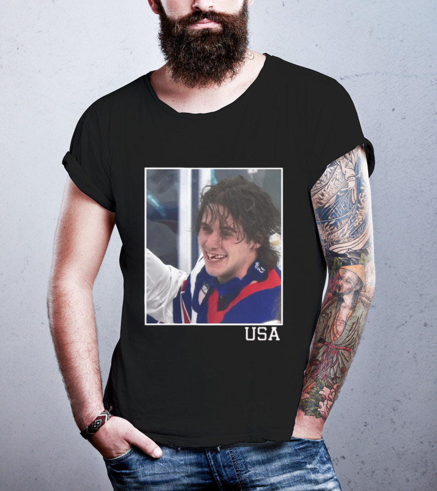 Jack Hughes USA Hockey Toothless Smile T-Shirt