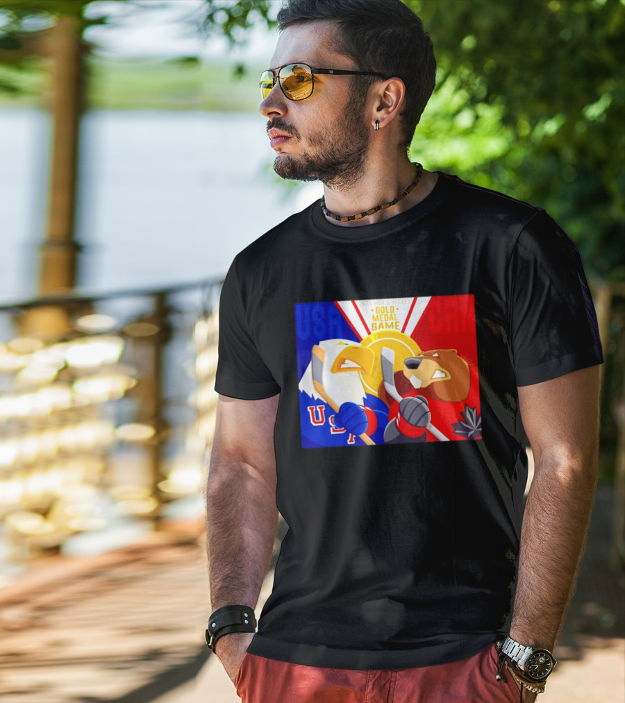 USA Vs Canada 2026 Men's Hockey Gold Medal Game Eagle Vs Beaver Showdown T-Shirt