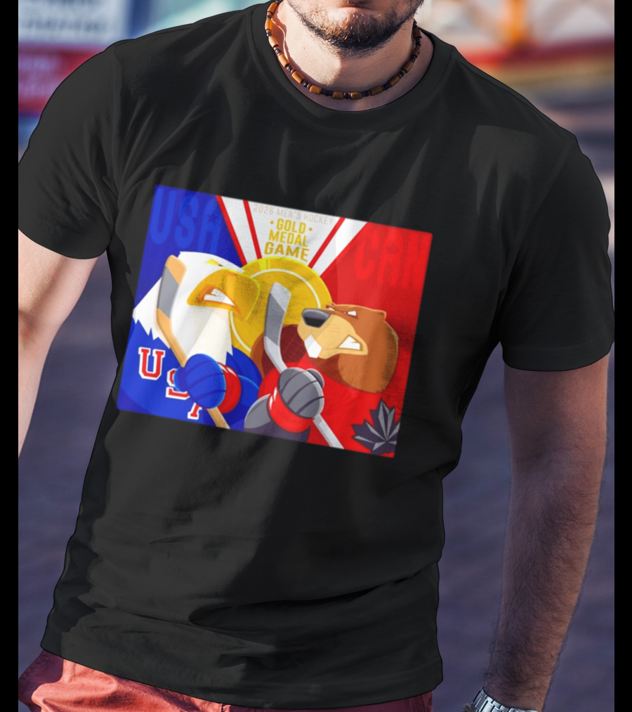 USA Vs Canada 2026 Men's Hockey Gold Medal Game Eagle Vs Beaver Showdown T-Shirt