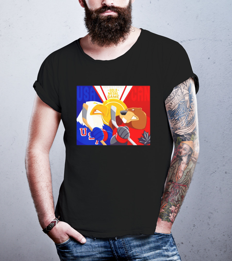USA Vs Canada 2026 Men's Hockey Gold Medal Game Eagle Vs Beaver Showdown T-Shirt