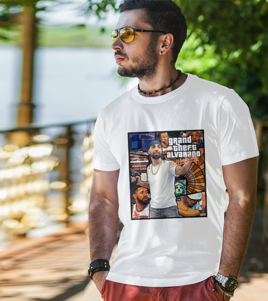 Grand Theft Alvarado New York City Madison Square Garden Statue Of Liberty T-Shirt