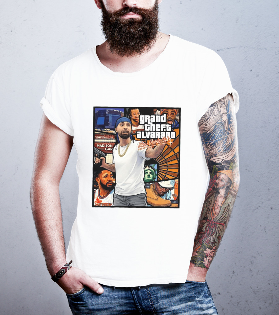 Grand Theft Alvarado New York City Madison Square Garden Statue Of Liberty T-Shirt