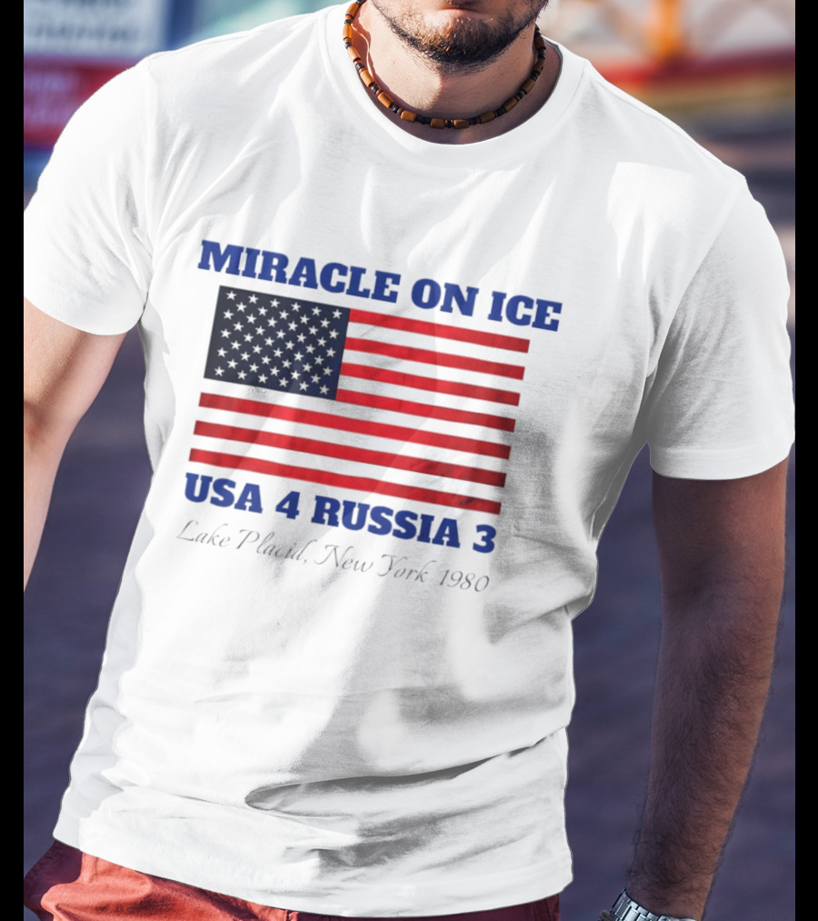Miracle On Ice USA 4 Russia 3 American Flag Lake Placid New York 1980 Olympic 2026 Milano Cortina T-Shirt