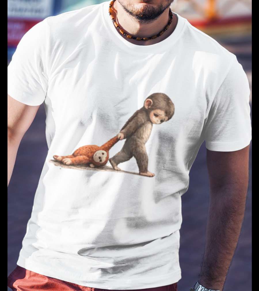 Monkey Baby Dragging Toy Monkey T-Shirt
