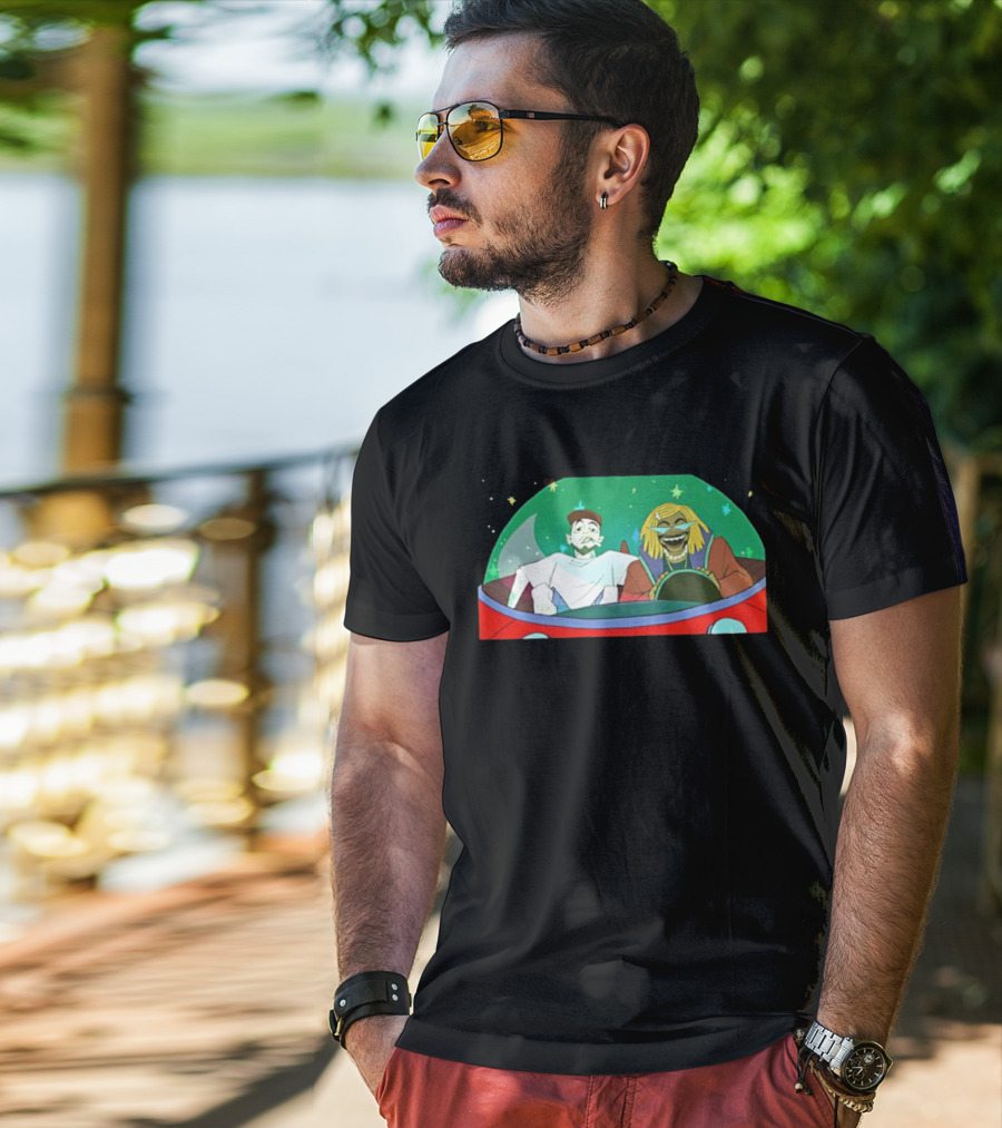 Mac Miller Thundercat She Knows Too Much Animated Illustration In Space Car T-Shirt