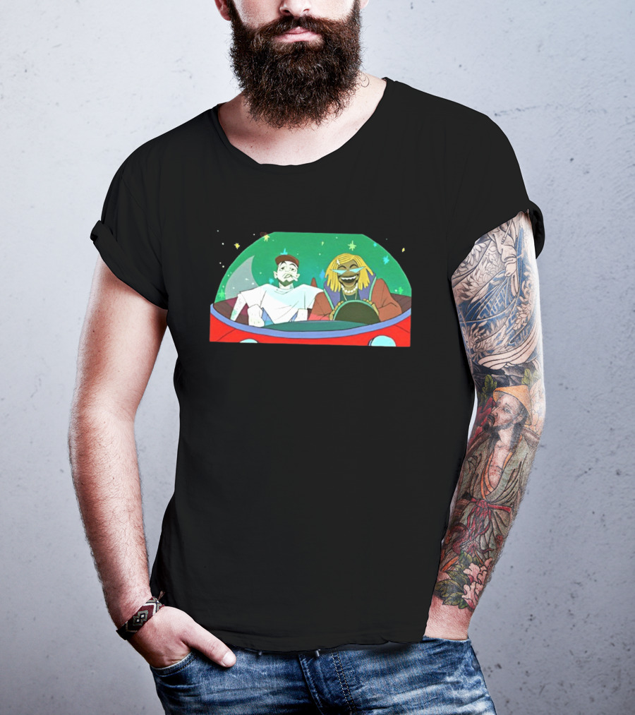 Mac Miller Thundercat She Knows Too Much Animated Illustration In Space Car T-Shirt
