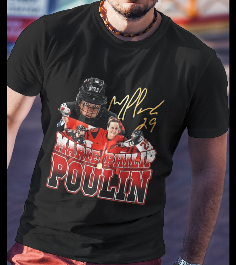 Marie Philip Poulin 29 Women's Ice Hockey Gold Medalist Signature T-Shirt