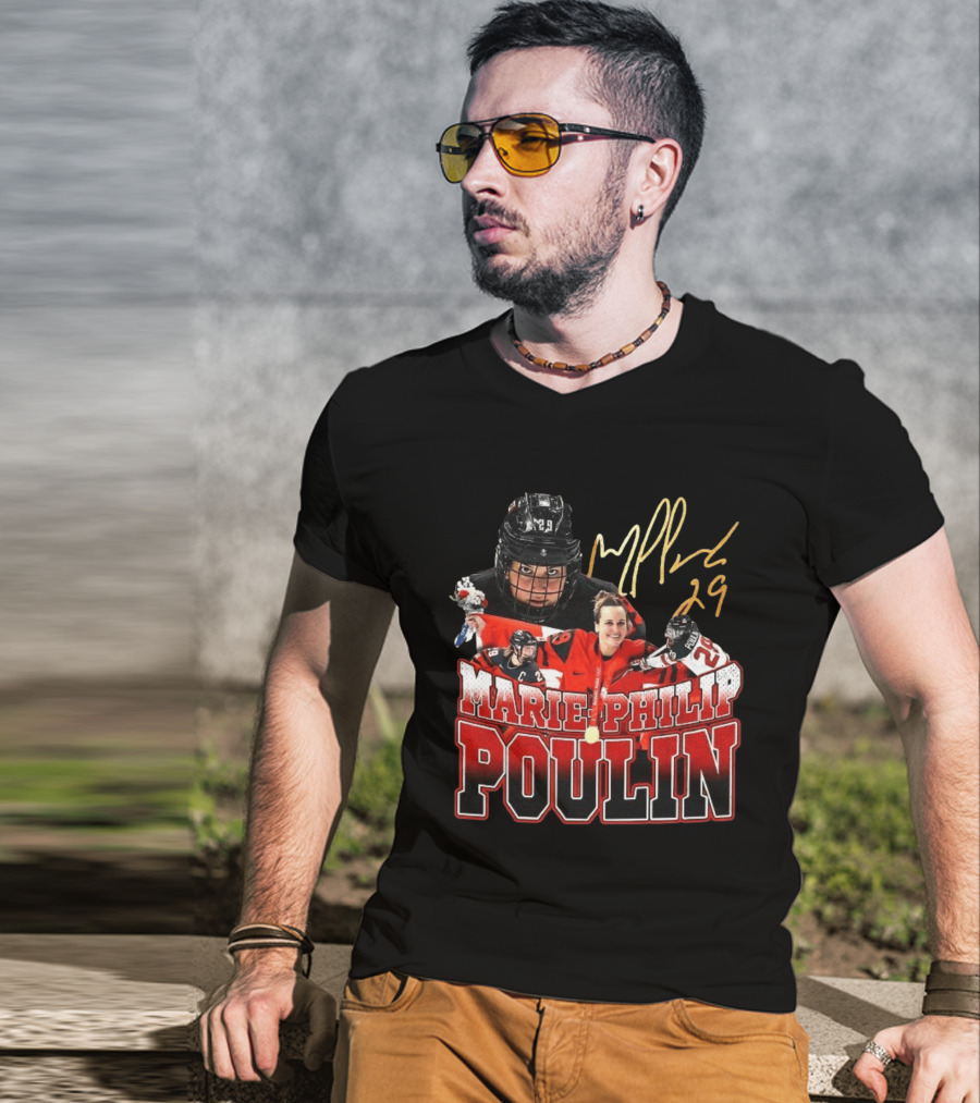 Marie Philip Poulin 29 Women's Ice Hockey Gold Medalist Signature T-Shirt